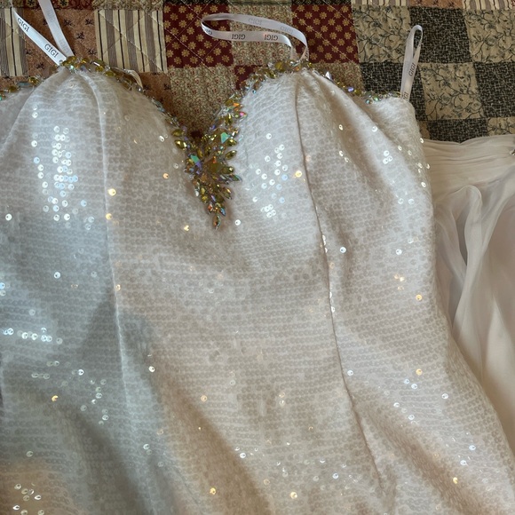 Elegant White Sequin Prom Dress - Picture 17 of 17